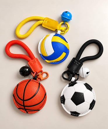 Football basketball and volleyball PU leather-look bag charm keychains