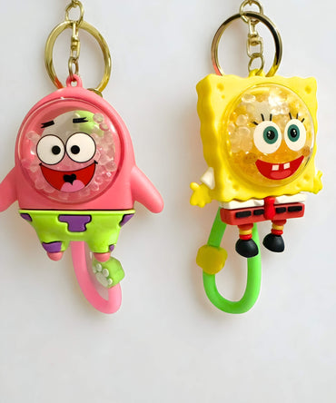 SpongeBob and Patrick Star style bubble bead keychain set with shaker design