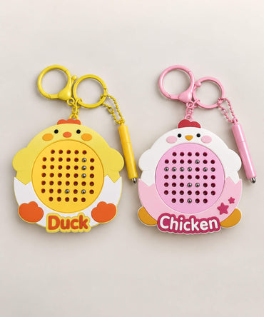 Chicken and Duck magnetic bead drawing keychain variants with magnetic pens