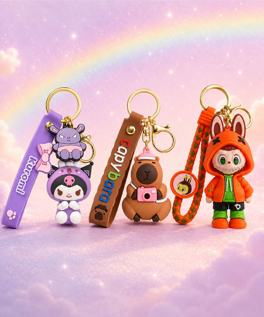 Classic Keychains collection with cute character, capybara and Labubu bag charms