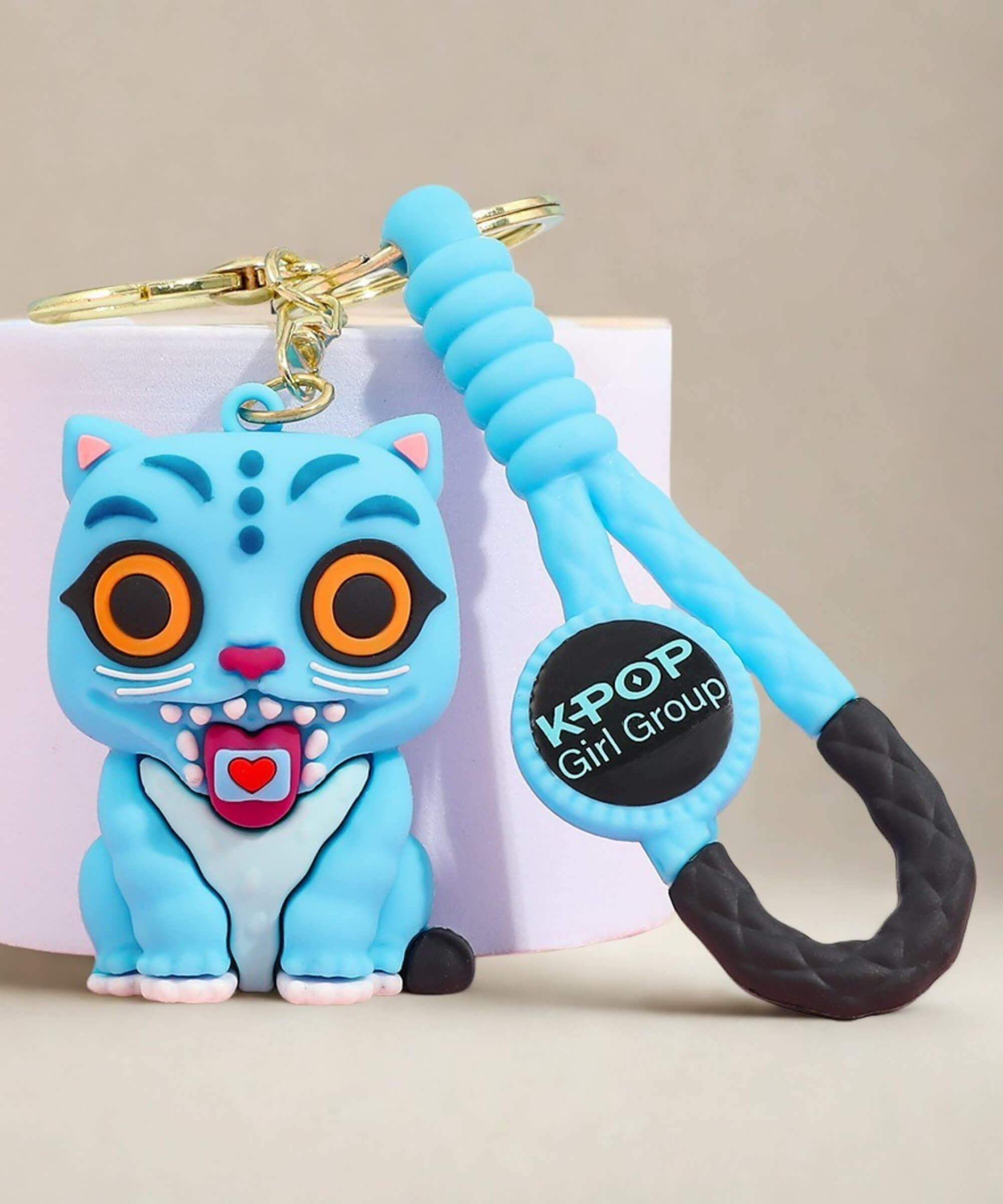 Derpy kpop demon hunter keychain blue Tiger character cute bag charm