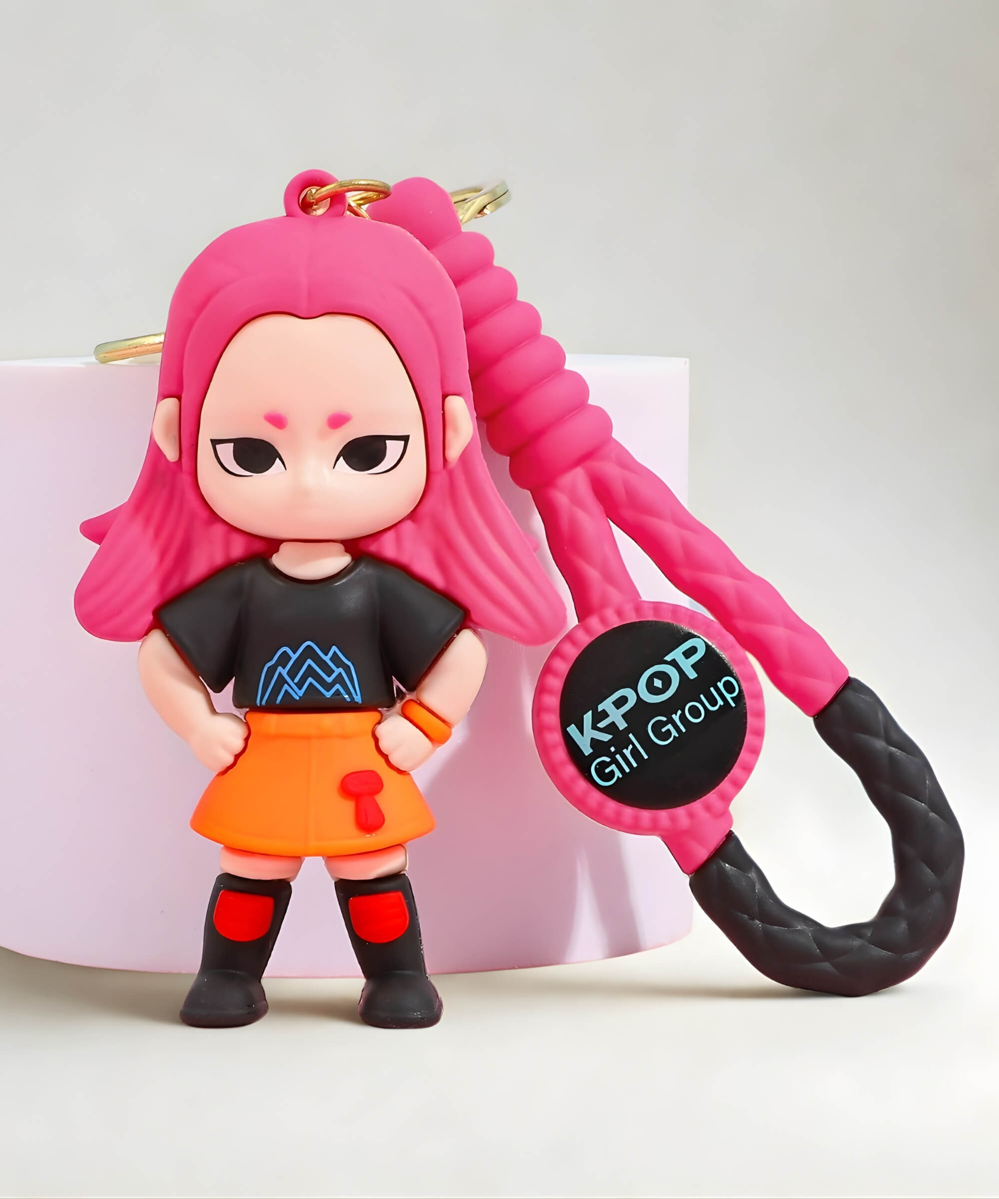 Mira kpop demon hunter keychain cute pink hair character bag charm figure