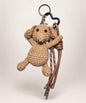 Brown dachshund crochet keychain with brown hanging cords