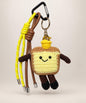 Toast bakery crochet keychain with smiling yellow bread character and coordinating straps