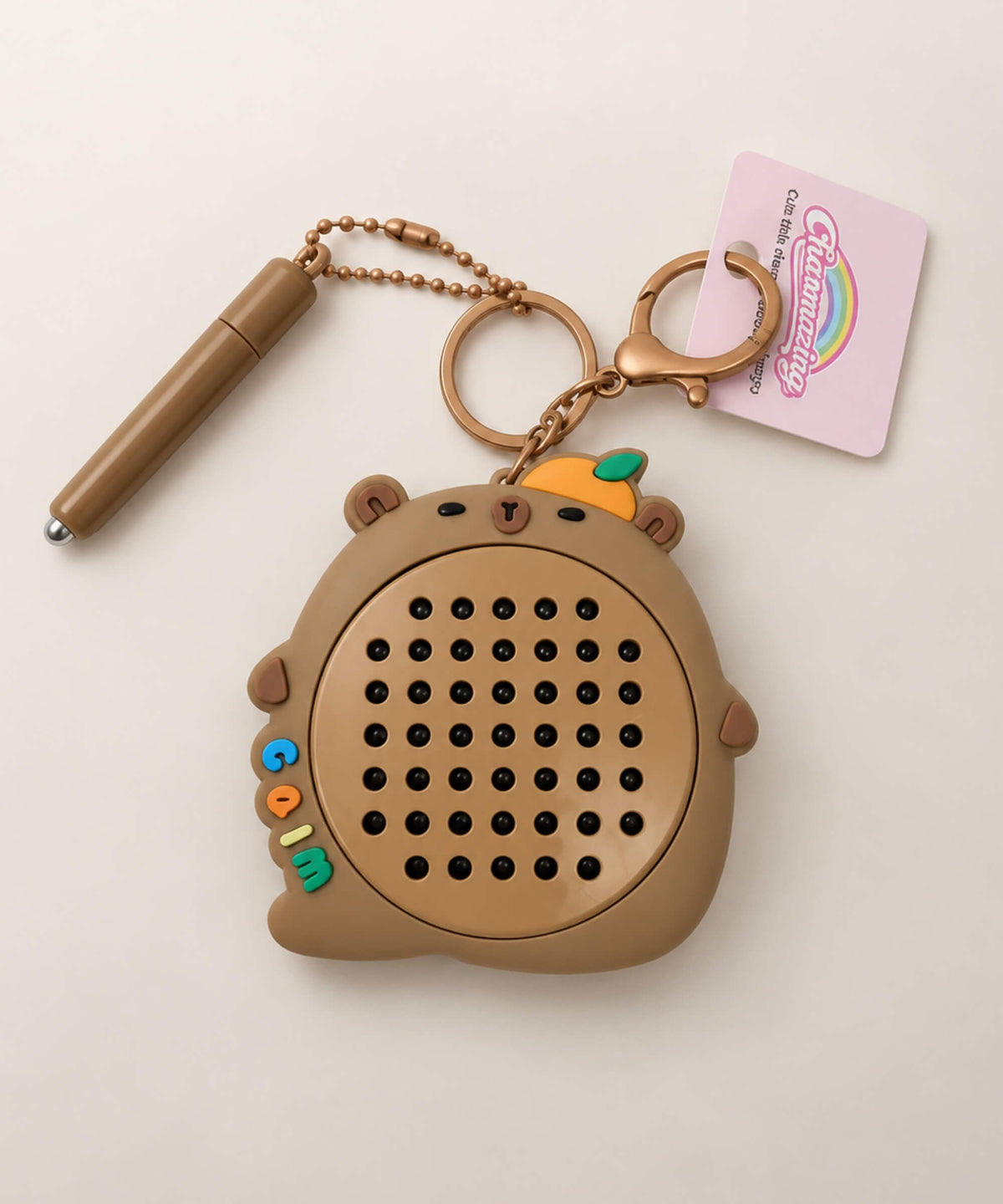 Brown Orange capybara magnetic bead drawing keychain with magnetic pen