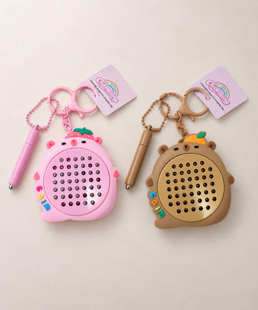 Pink and brown capybara magnetic bead drawing keychain variants with magnetic pens