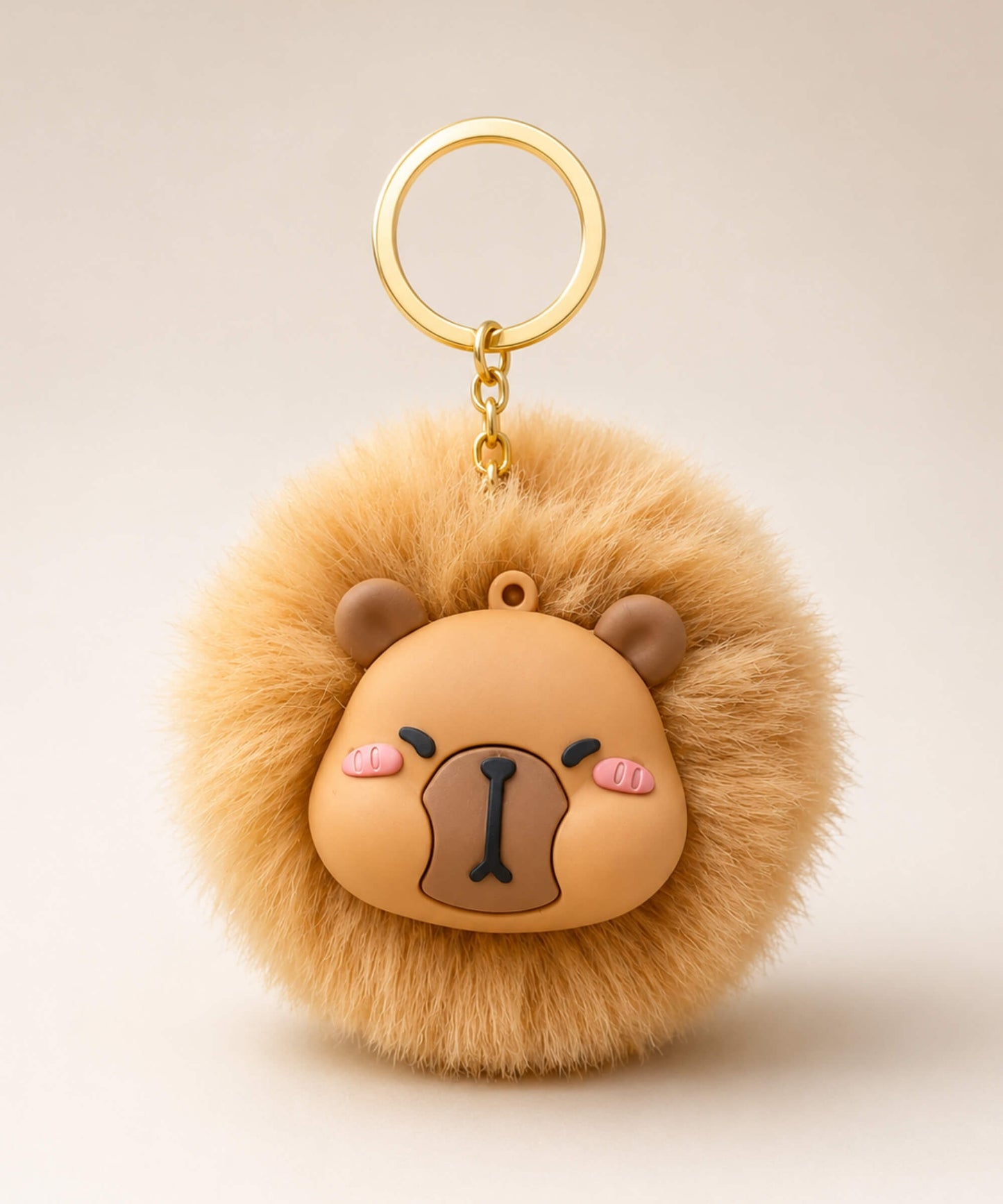 Capybara plush keychain with cute face
