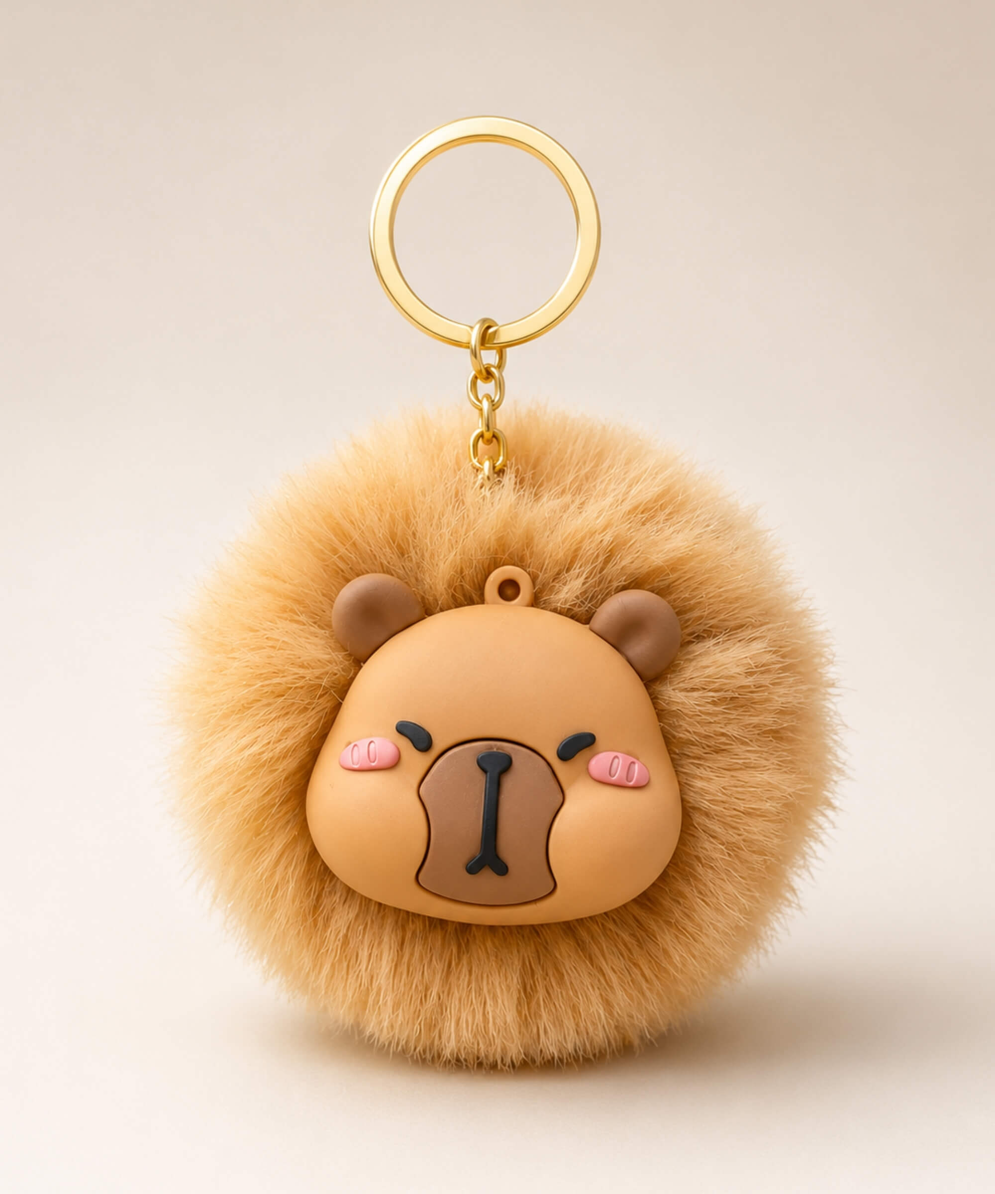 Capybara plush keychain with cute face