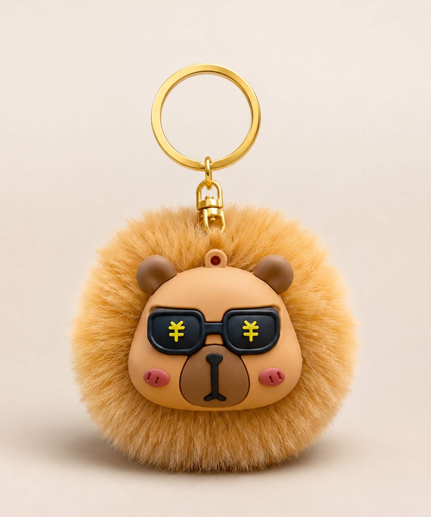 Capybara plush keychain with sunglasses face