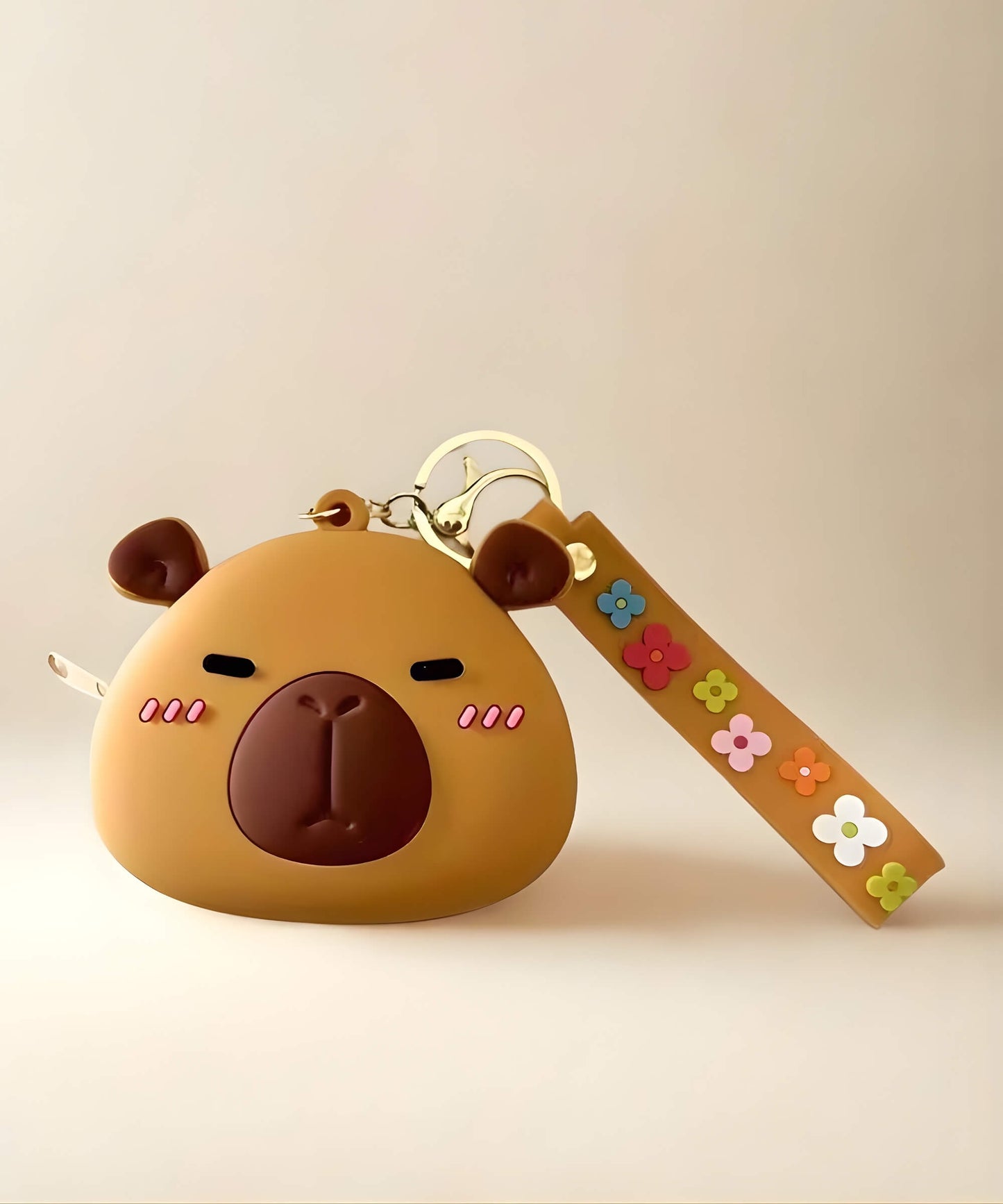 Capybara classic silicone coin purse keychain variant, cute mini wallet bag charm