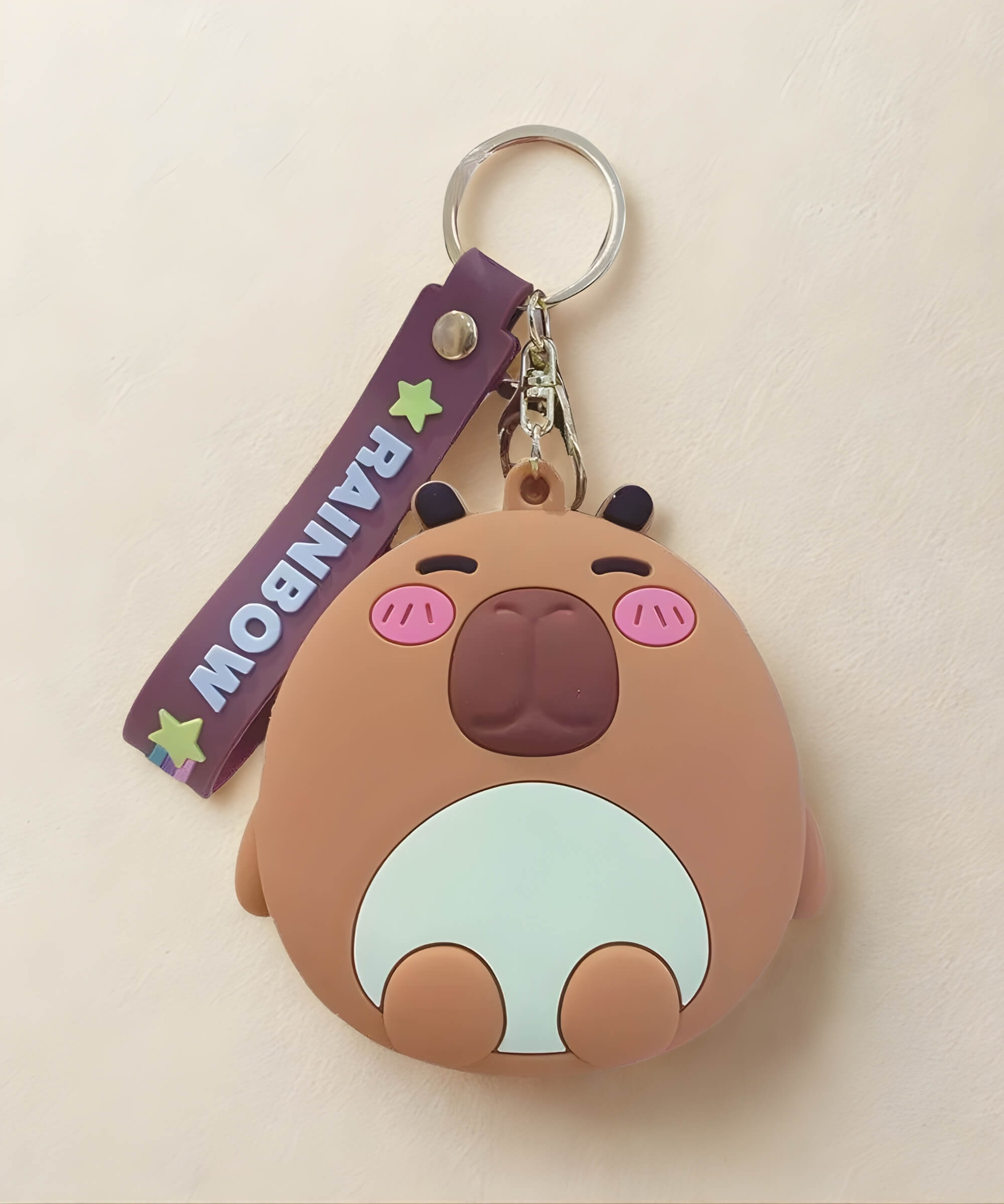 Capybara sitting silicone coin purse keychain variant, cute mini wallet bag charm