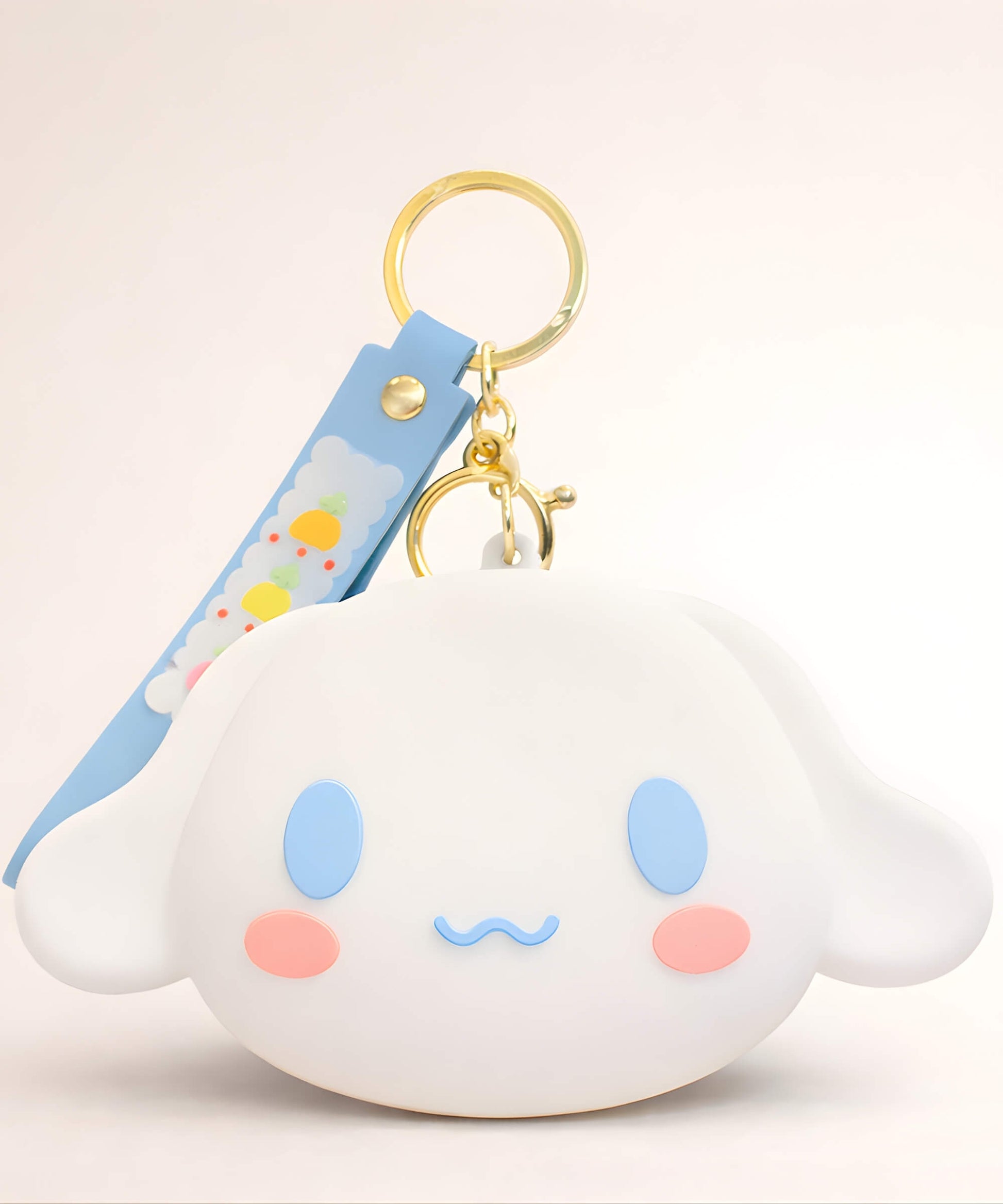 Cinnamoroll silicone coin purse keychain in white, cute Sanrio character mini pouch keychain
