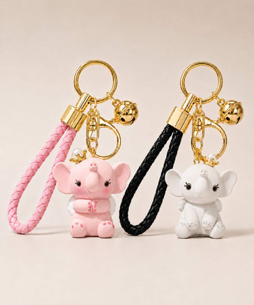Crown elephant resin keychain colour options