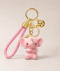 Pink elephant resin keychain