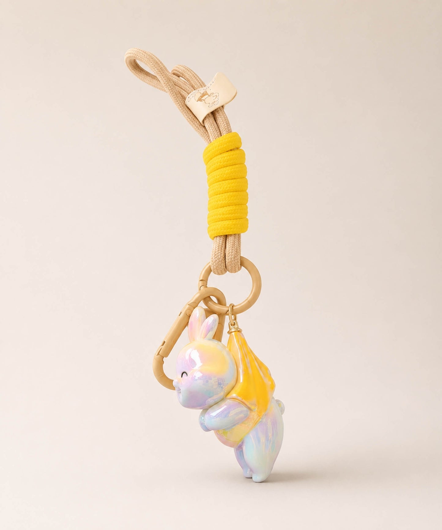 Beige bunny resin keychain