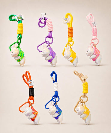 Iridescent bunny resin keychain colour options