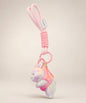 Iridescent bunny resin keychain in pink