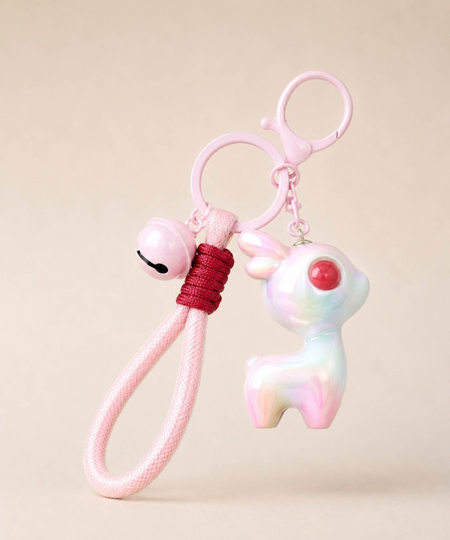 Pink iridescent deer resin keychain