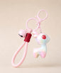 Pink iridescent deer resin keychain