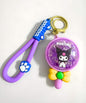Kuromi bead shaker keychain with purple lollipop design and moving beads inside