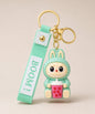 Mint Labubu style bubble tea keychain