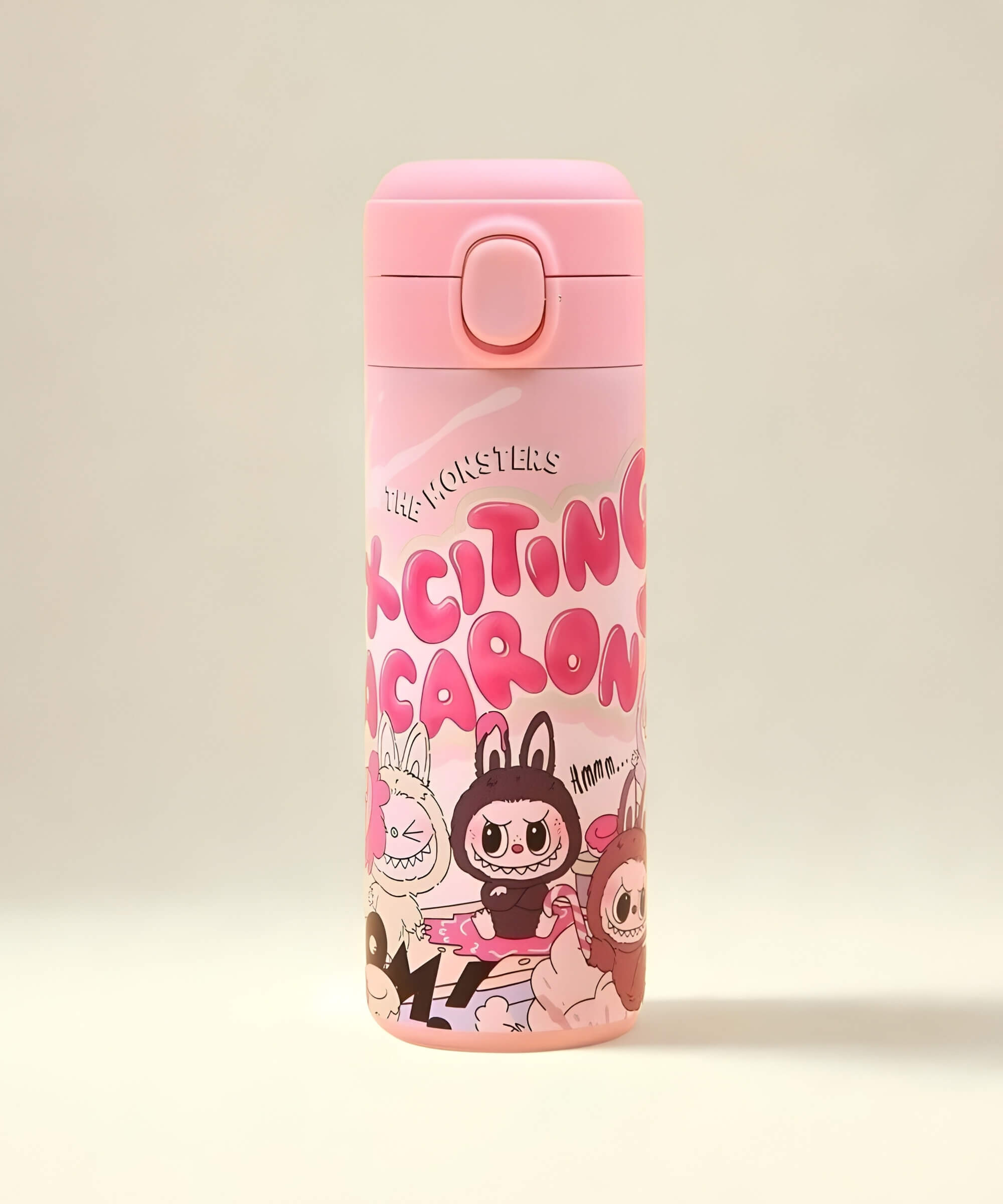 Charmazing Labubu style insulated water bottle pink 420ml stainless steel thermal bottle