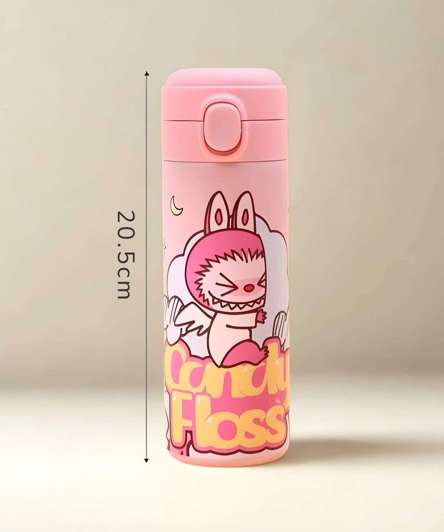 Charmazing Labubu style insulated water bottle size 20.5cm 420ml stainless steel thermal bottle