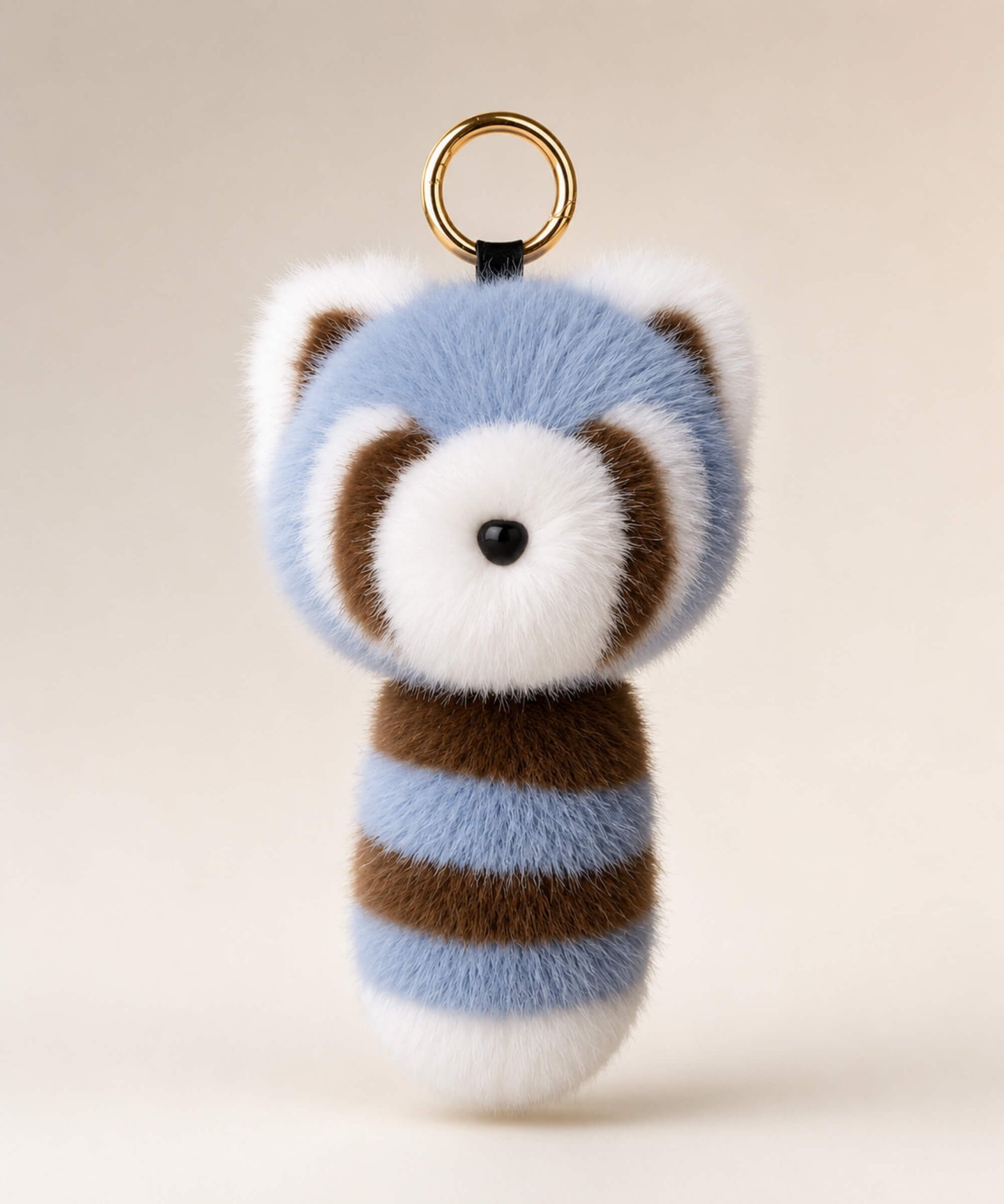 Blue raccoon plush keychain