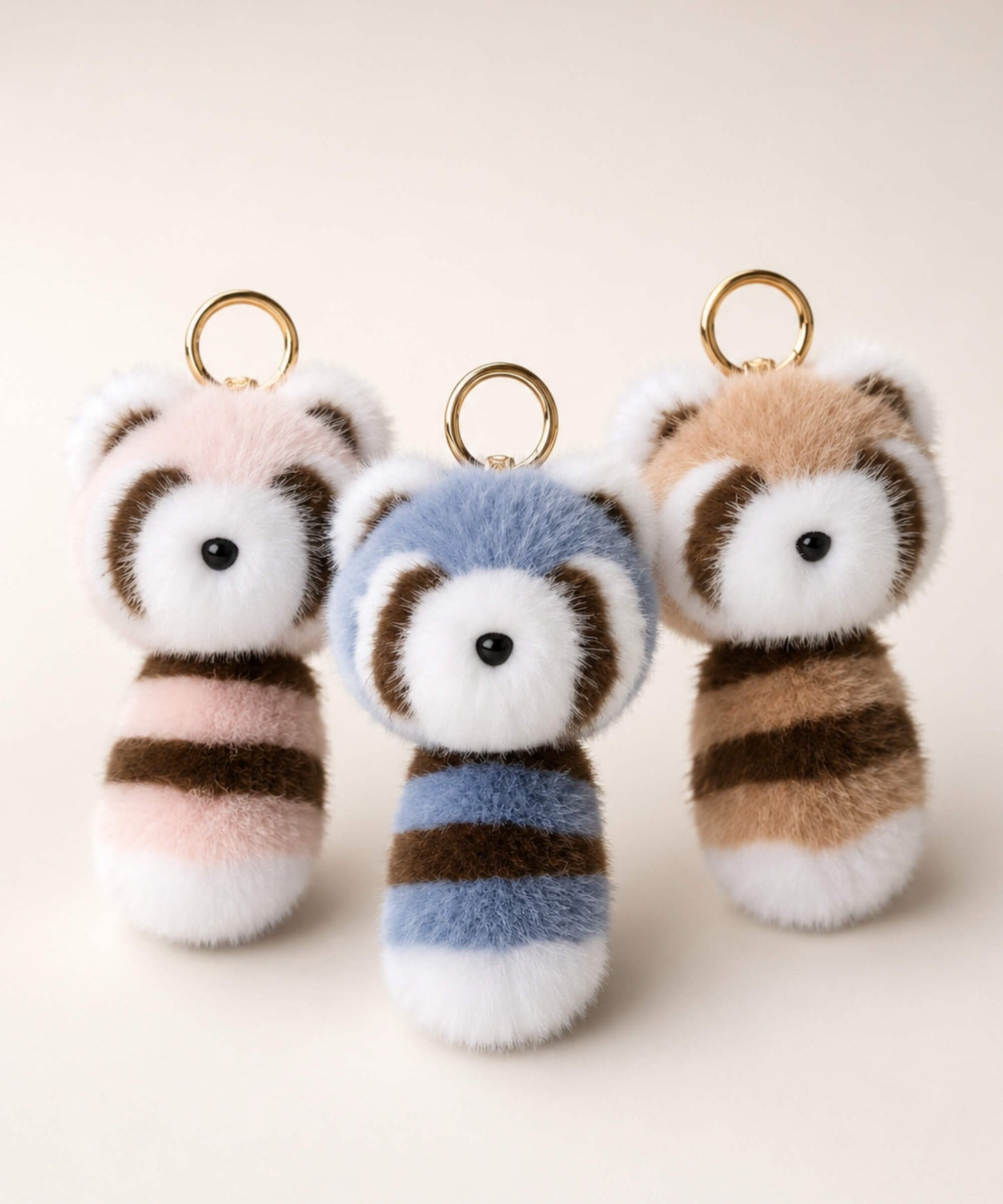 Raccoon plush keychain colour options