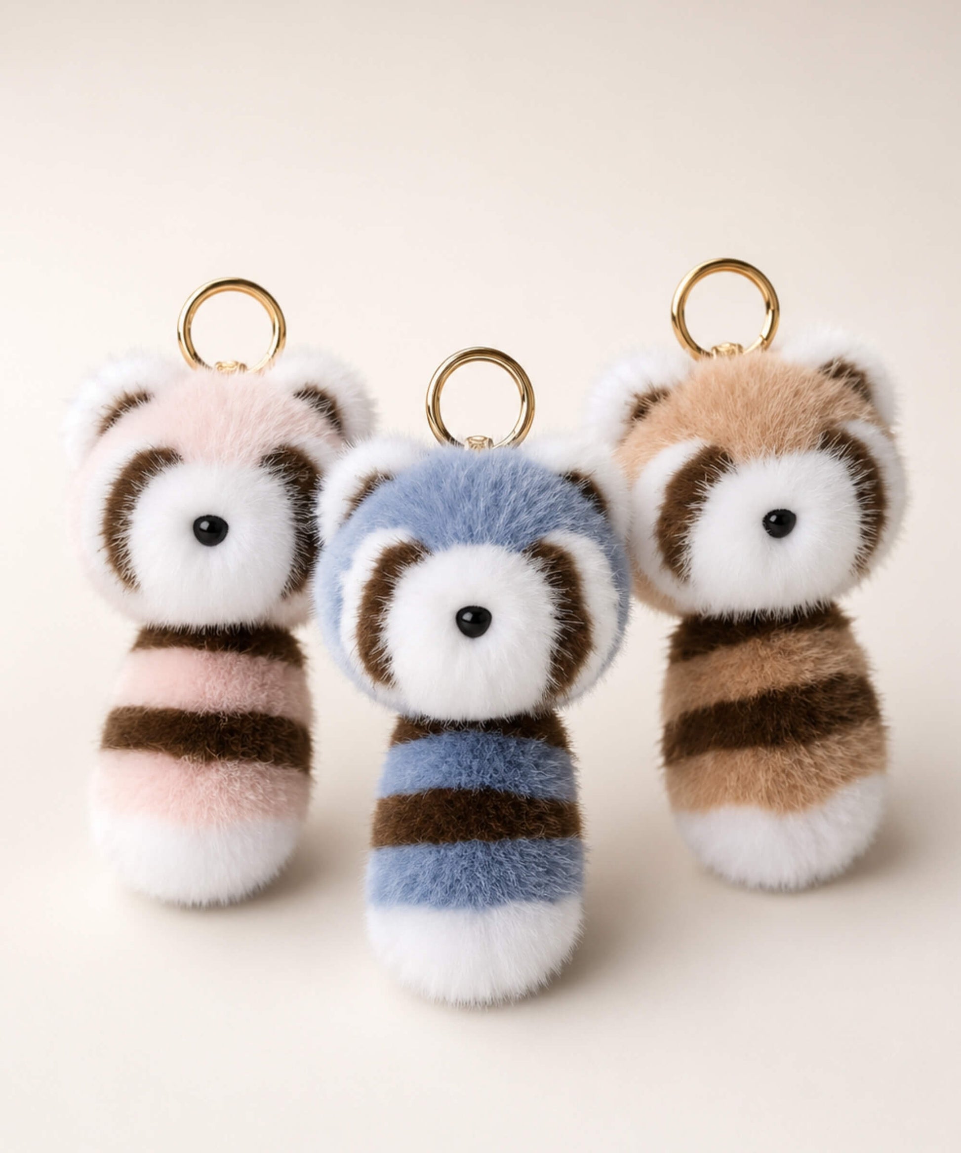 Raccoon plush keychain colour options