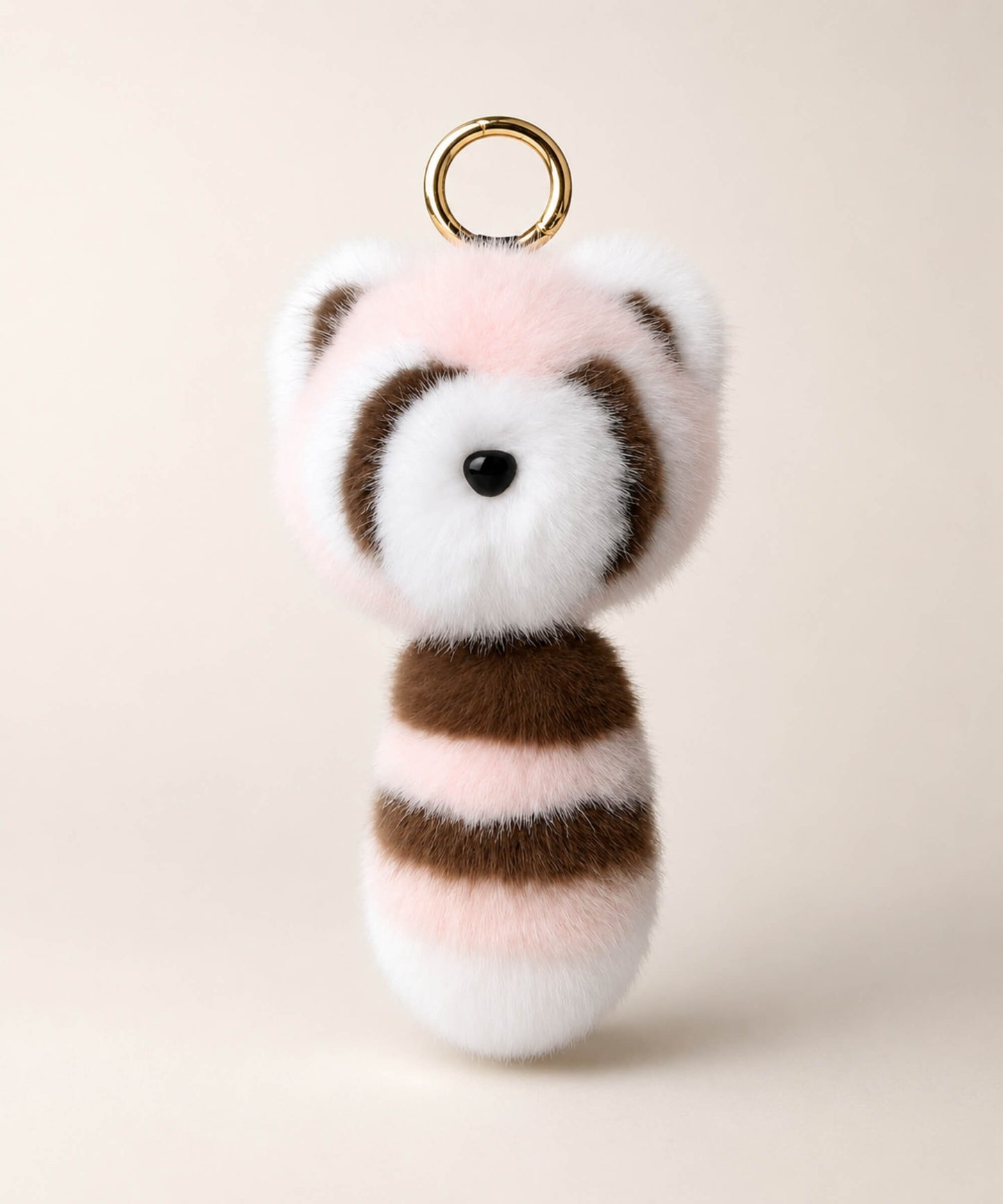 Pink raccoon plush keychain
