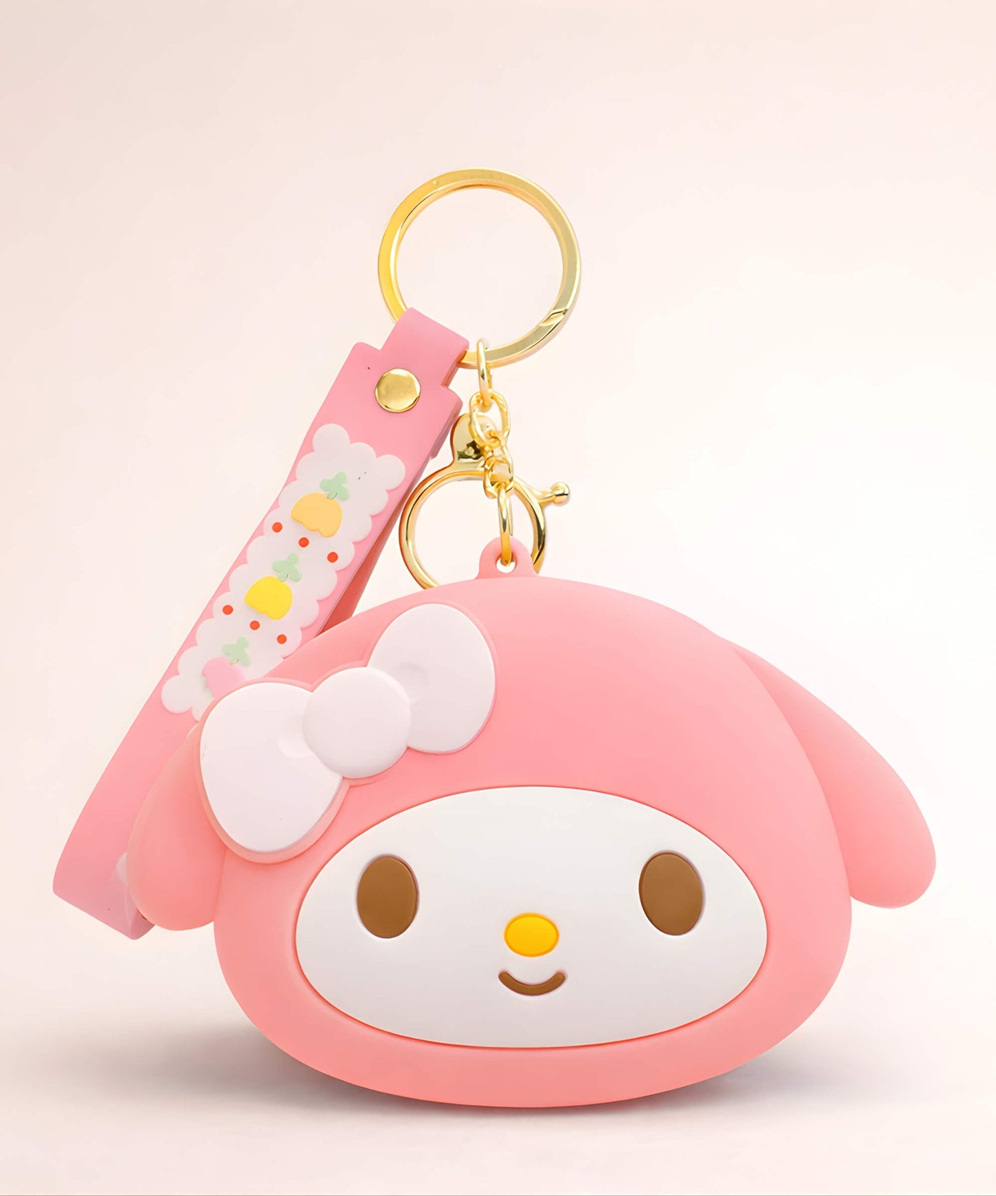 My Melody silicone coin purse keychain in pink, cute Sanrio character mini pouch bag charm