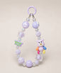 Purple bear beaded keychain with glossy beads, YOT charm and purple ring