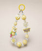 Yellow bear beaded keychain with glossy beads, YOT charm and yellow ring