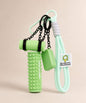 Mint yoga rope keychain with green foam roller charm on a neutral background