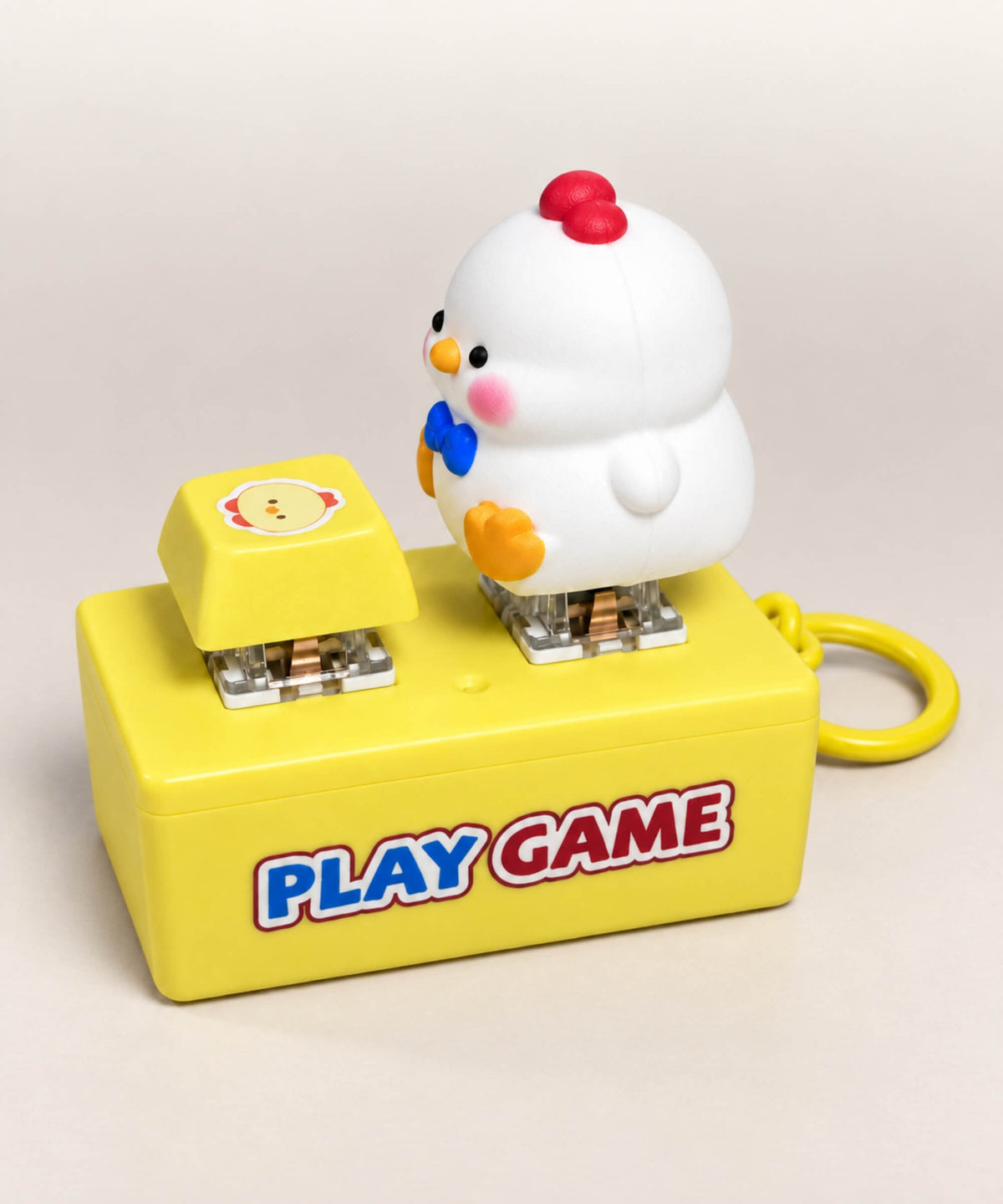 White chick sound and light button keychain interactive bag charm