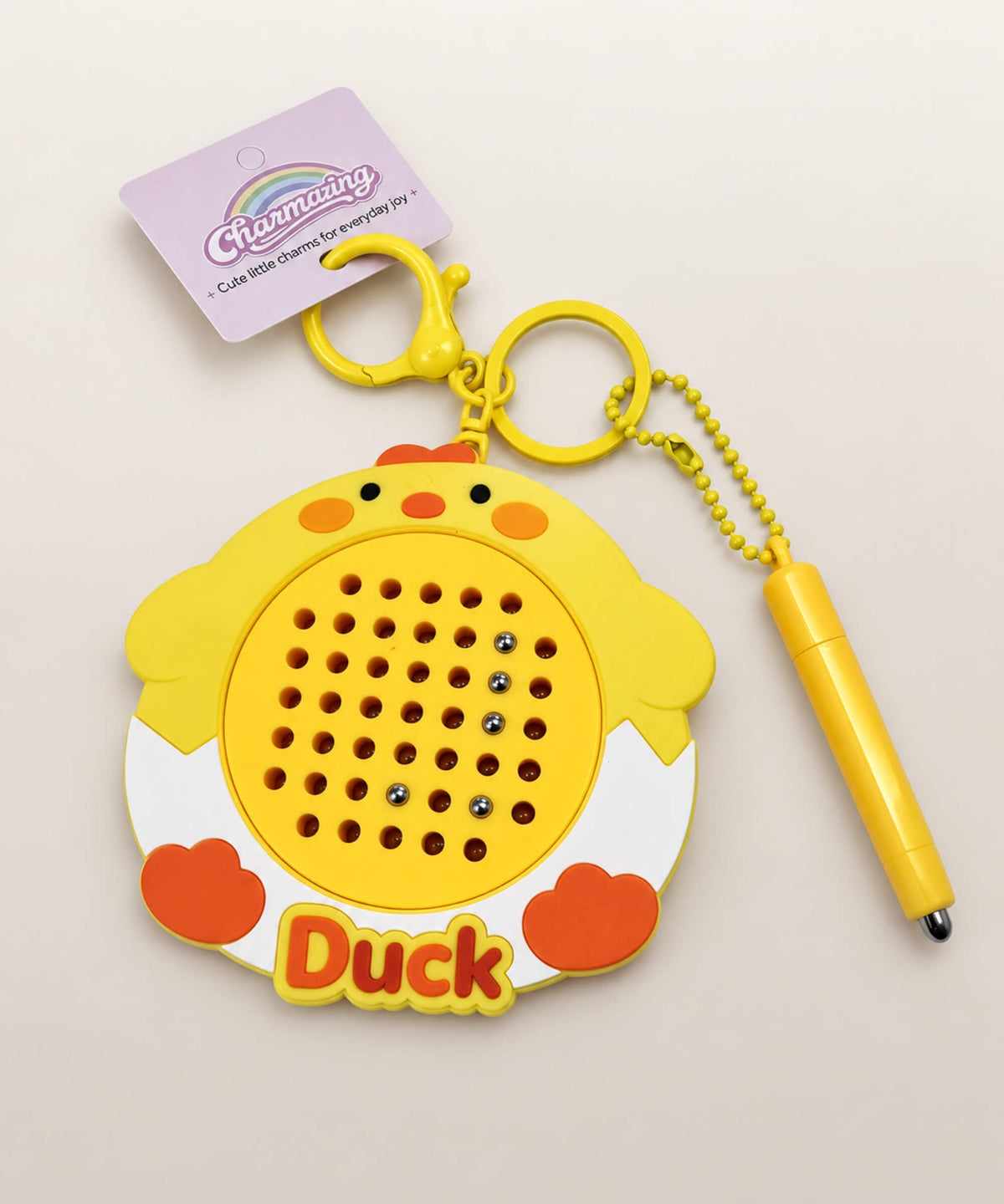 Duck magnetic bead drawing keychain with yellow magnetic pen