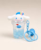 Cinnamoroll bubble tea liquid keychain with blue glitter beads and blue clip