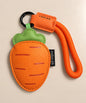 Orange carrot PU leather bag charm keychain with matching orange wrist loop