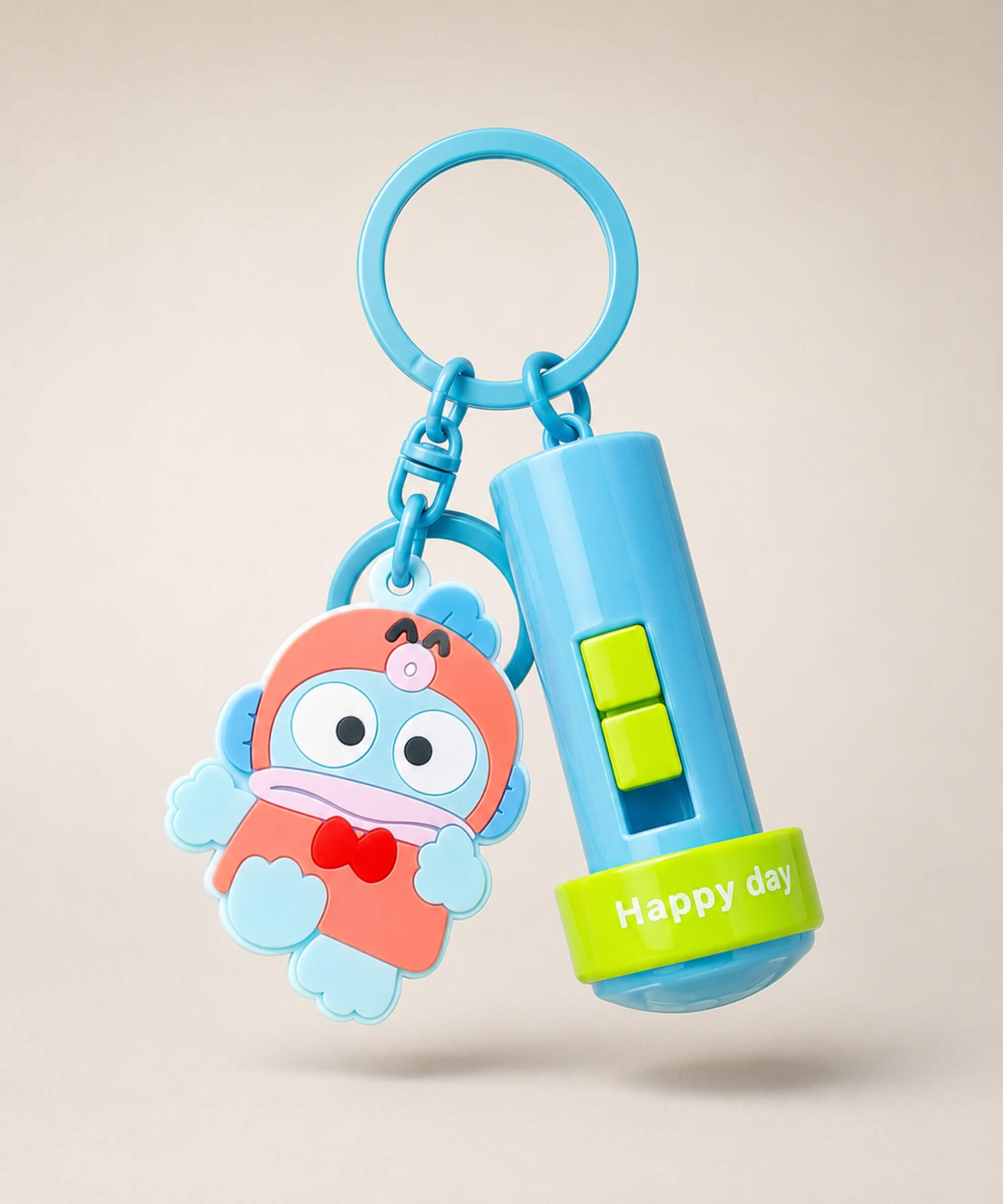 Hangyodon projection light interactive keychain with blue flashlight charm and cute character pendant