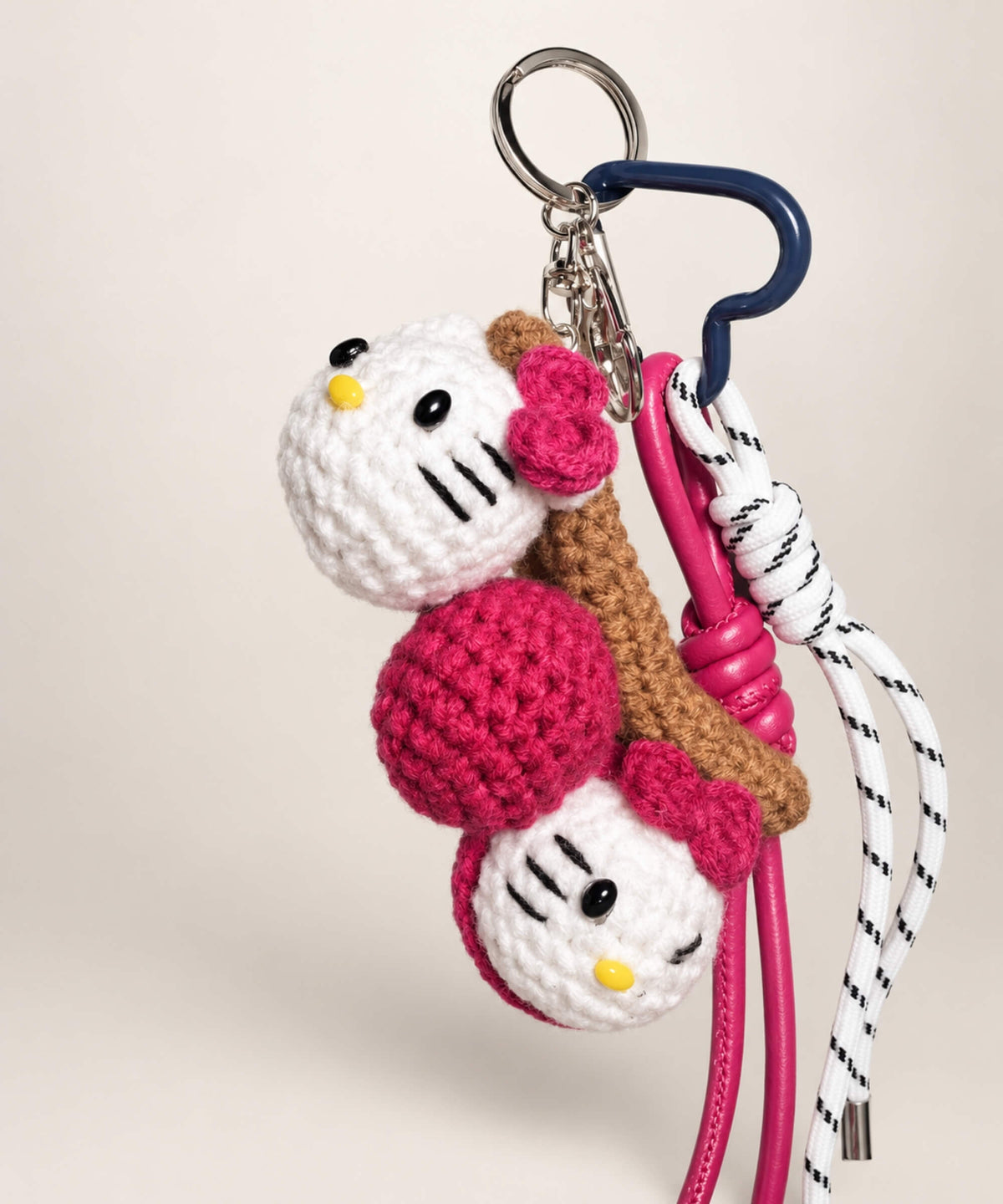 Hello Kitty style double character tanghulu crochet keychain with hanging cords