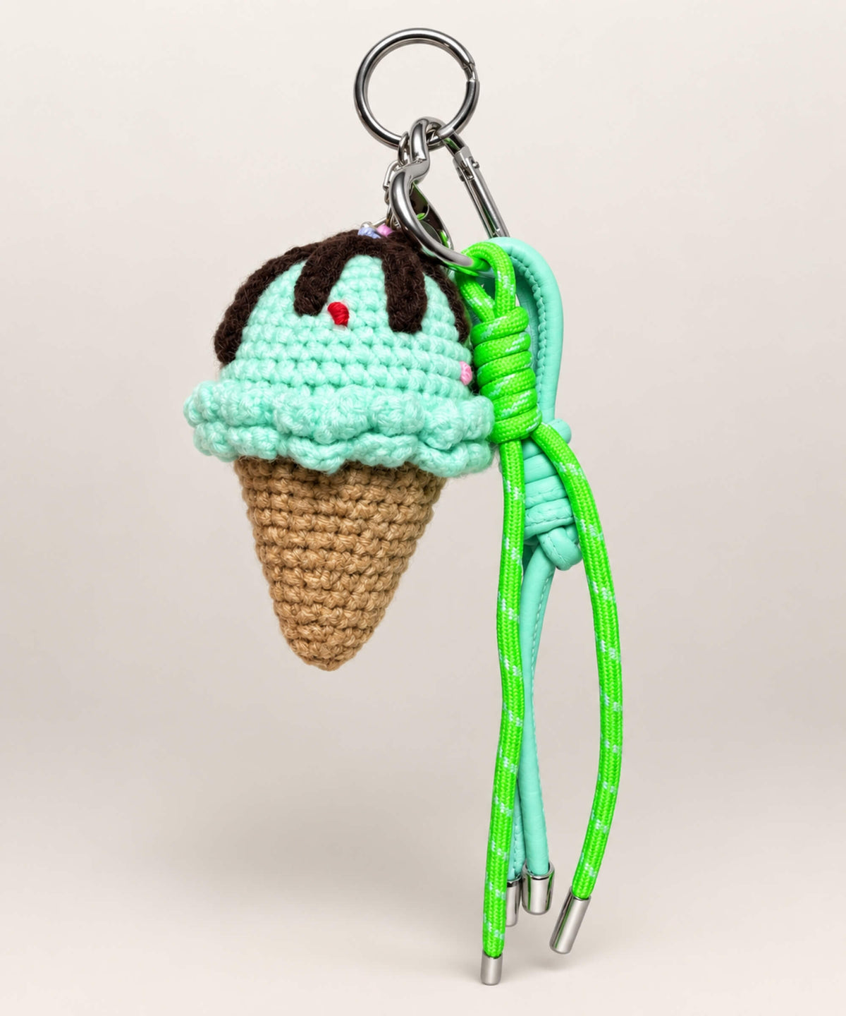 Mint Scoop ice cream crochet keychain bag charm
