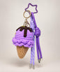 Purple Scoop ice cream crochet keychain bag charm
