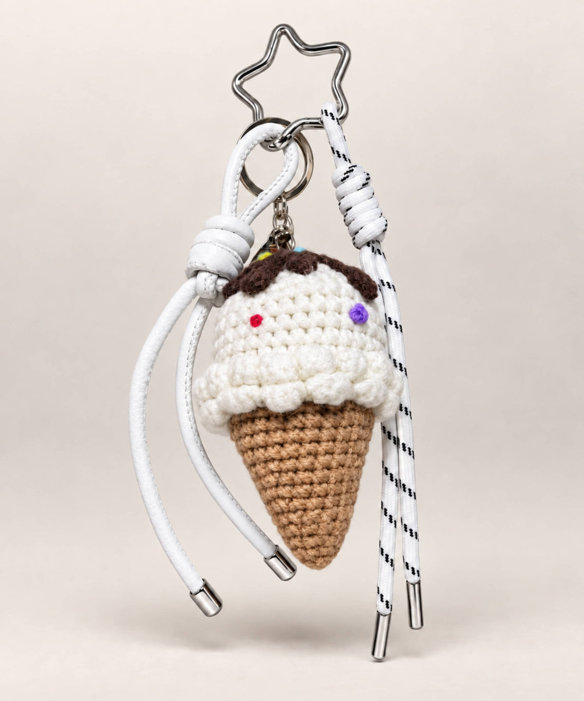Vanilla Scoop ice cream crochet keychain bag charm