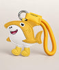 Tralalero Tralala yellow shark PU leather keychain with a matching yellow wrist strap and silver clasp