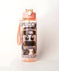 Italian brainrot pink water bottle 750ml flip top kids straw bottle Cappuccino Assassino character design