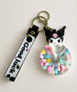 Kuromi donut liquid keychain floating beads charm cute black character bag charm