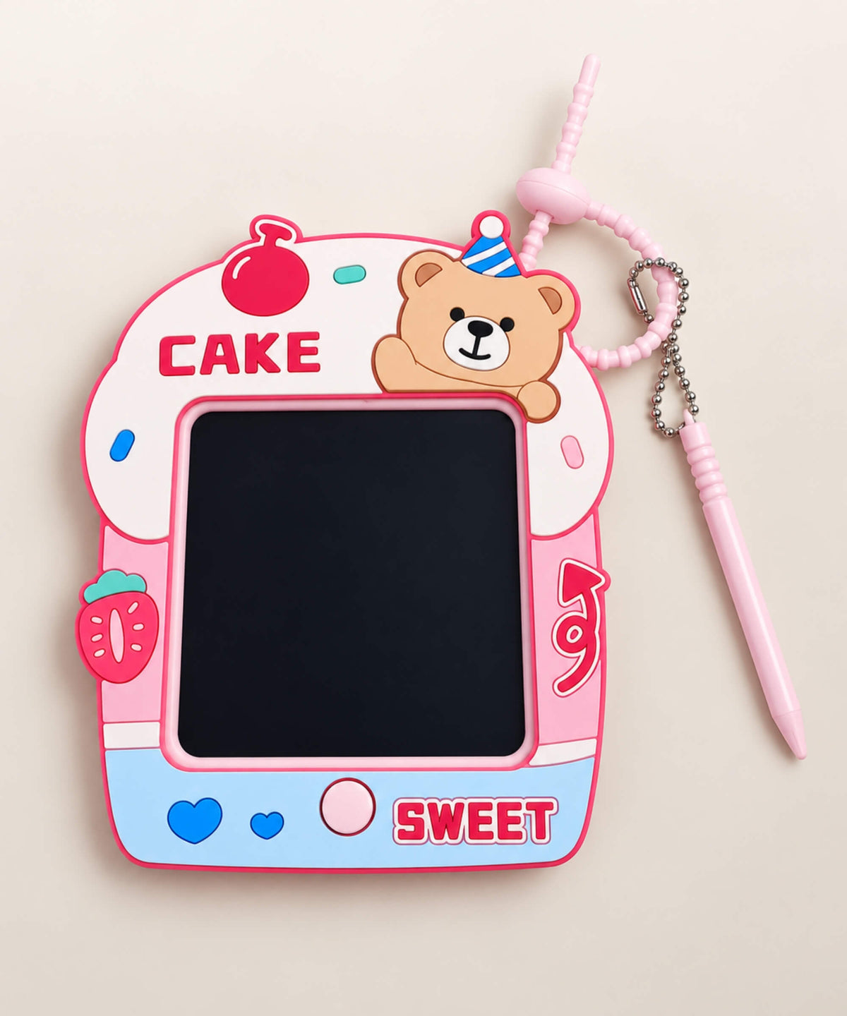 Bear Cake LCD Drawing & Writing Tablet Keychain with attached stylus