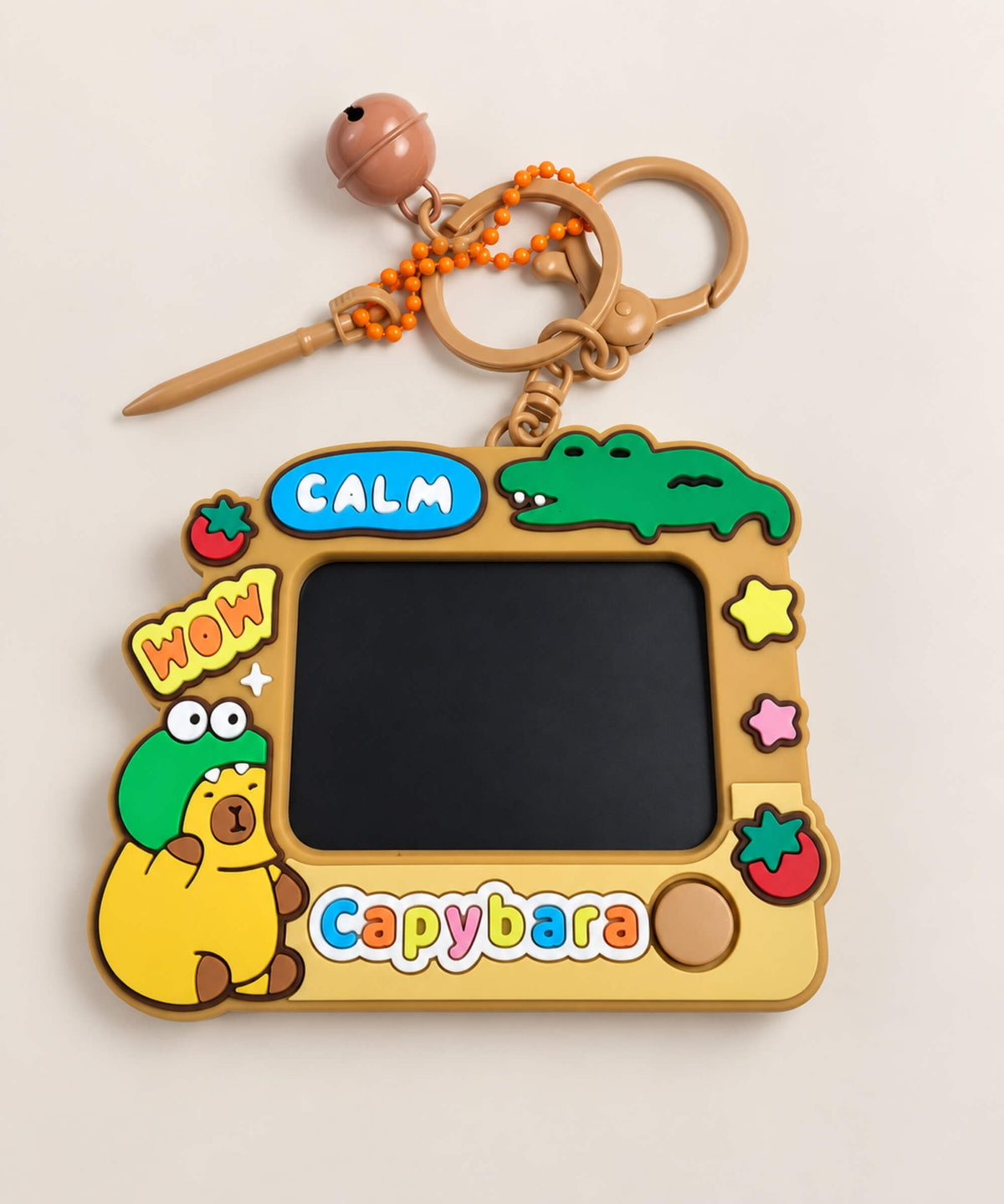 Calm Crocodile Capybara Small LCD Drawing & Writing Tablet Keychain with attached stylus