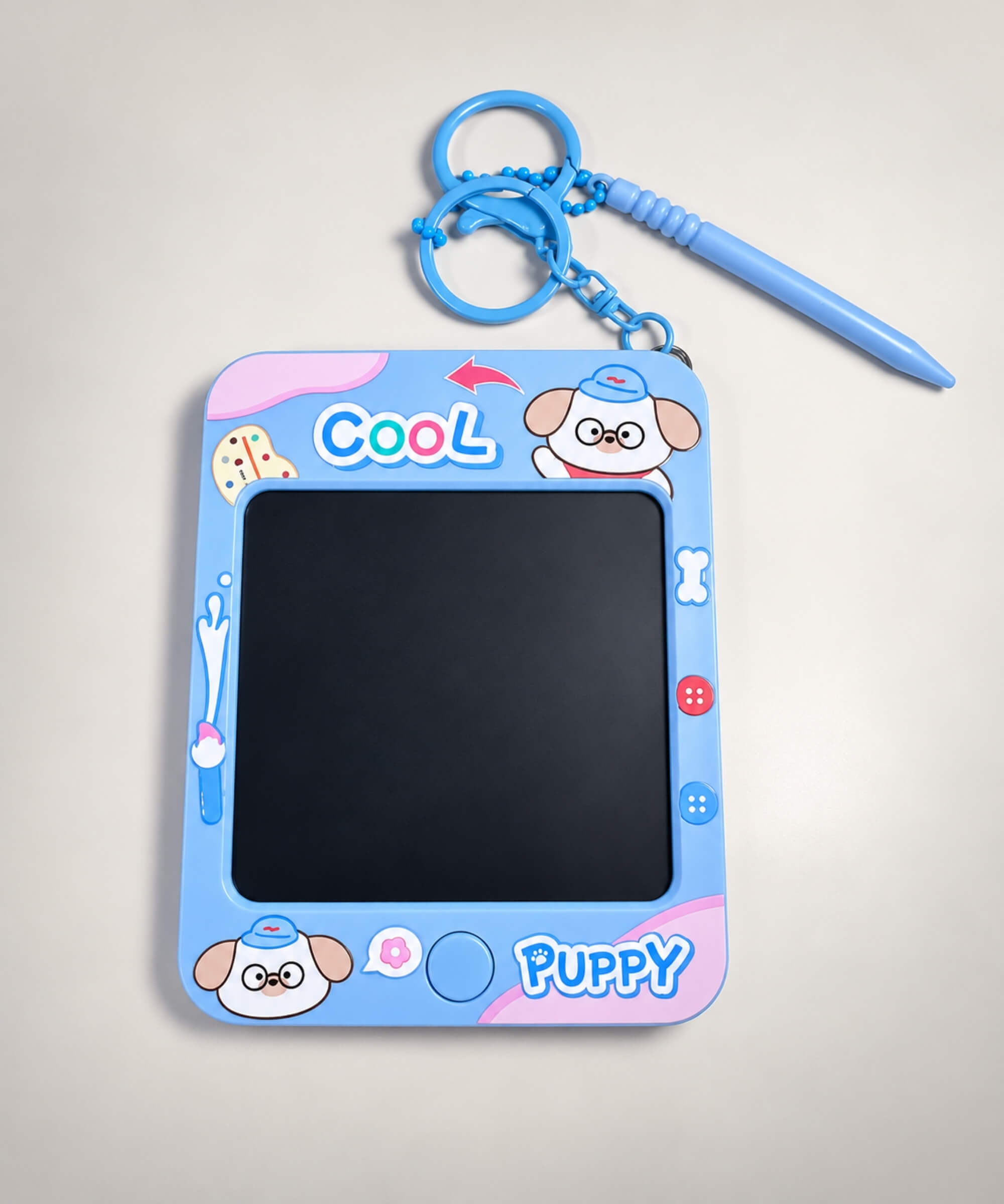 Cool Puppy LCD Drawing & Writing Tablet Keychain with attached stylus